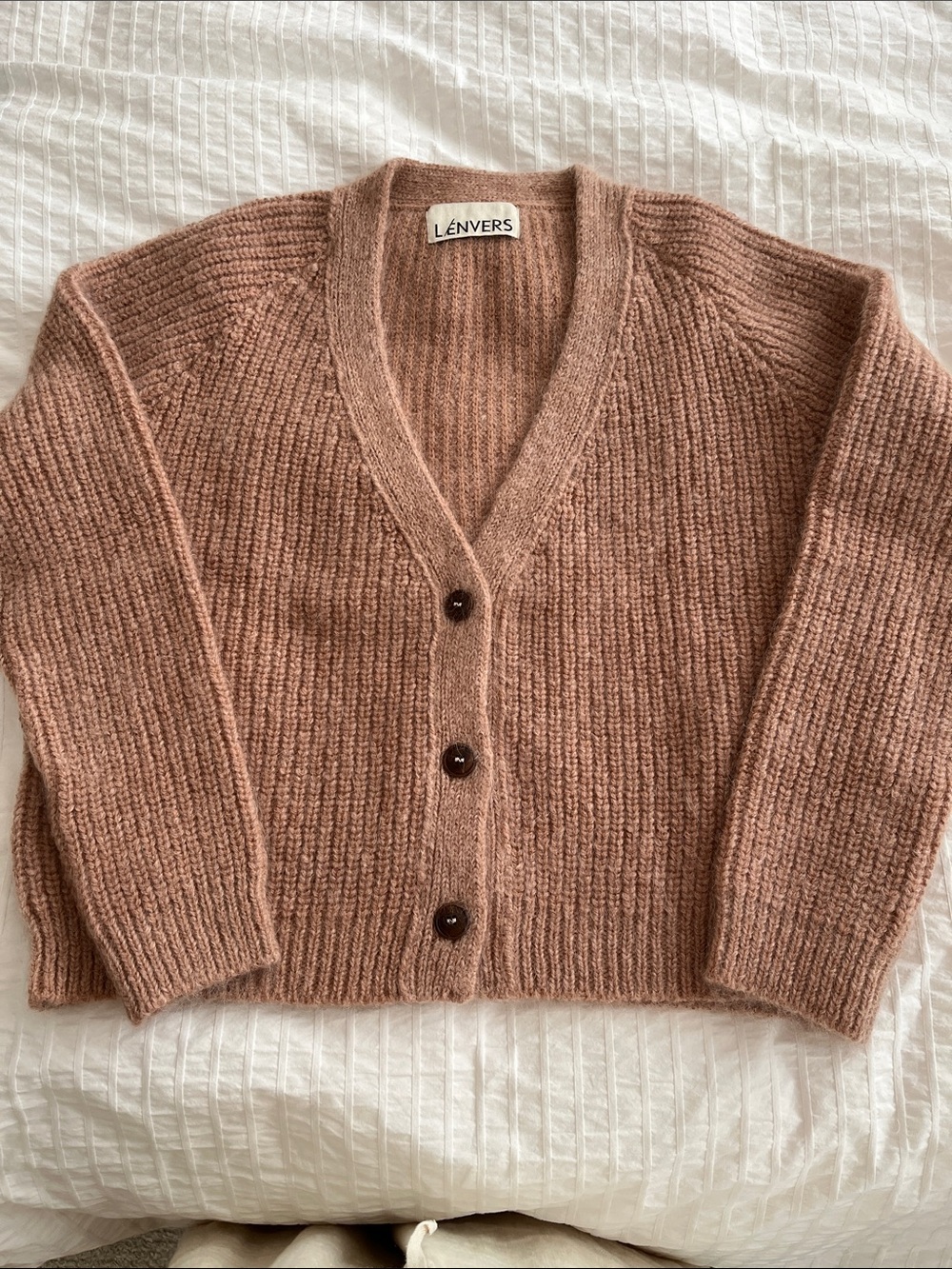 L’envers Anna Cardigan in Mohair Dusty Pink